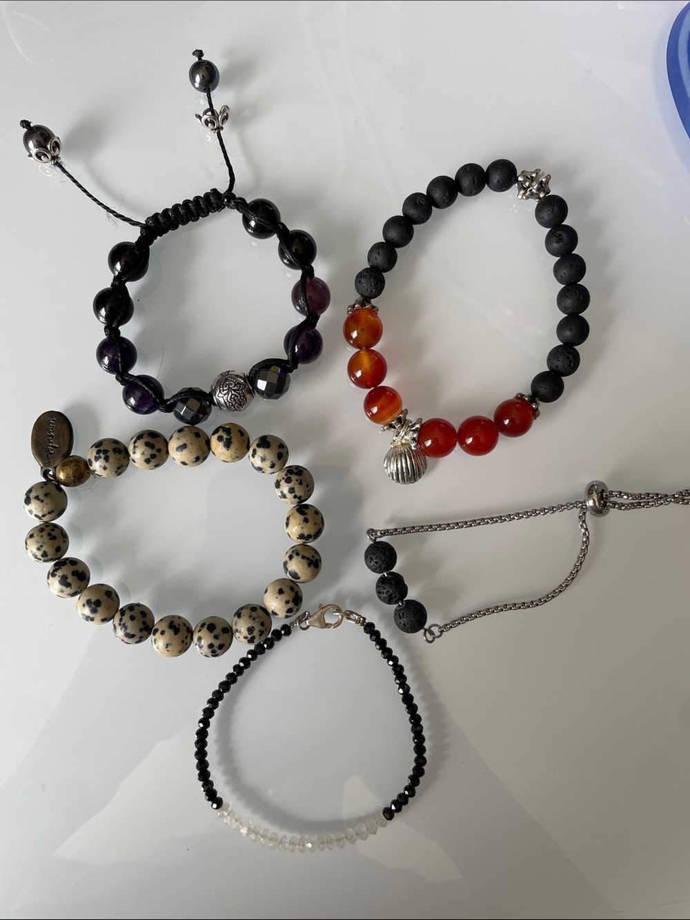 Lot of 5 Bead Bracelets Natural Stones